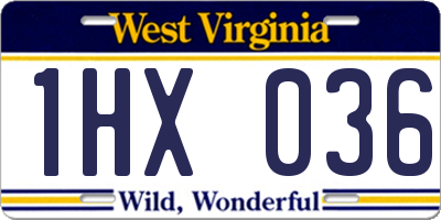 WV license plate 1HX036