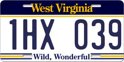 WV license plate 1HX039