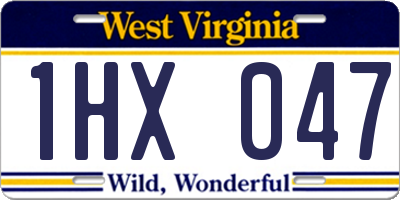 WV license plate 1HX047