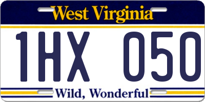 WV license plate 1HX050