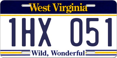 WV license plate 1HX051