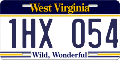 WV license plate 1HX054