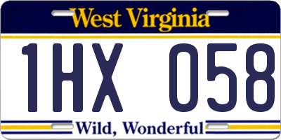 WV license plate 1HX058