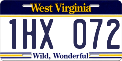 WV license plate 1HX072