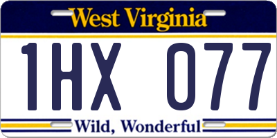 WV license plate 1HX077