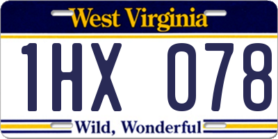 WV license plate 1HX078