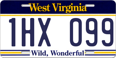 WV license plate 1HX099