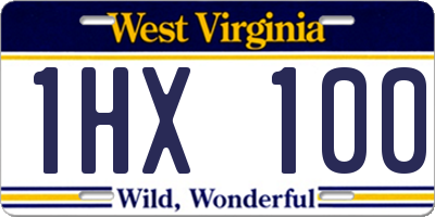 WV license plate 1HX100