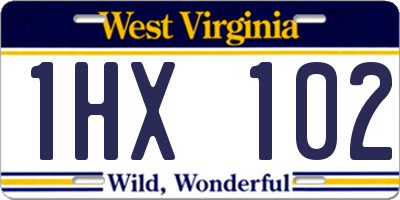 WV license plate 1HX102