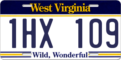 WV license plate 1HX109