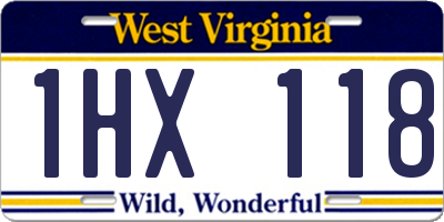 WV license plate 1HX118