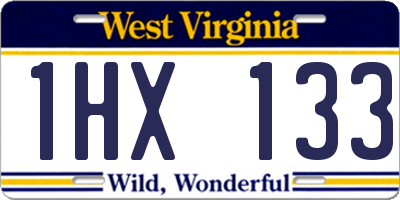 WV license plate 1HX133