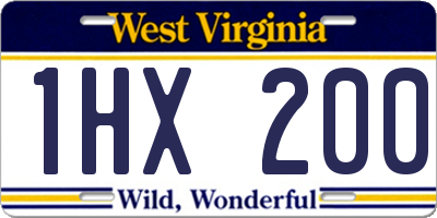 WV license plate 1HX200