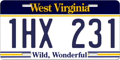 WV license plate 1HX231