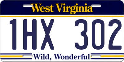 WV license plate 1HX302