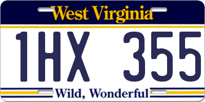WV license plate 1HX355