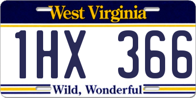 WV license plate 1HX366
