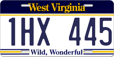 WV license plate 1HX445