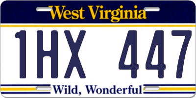 WV license plate 1HX447