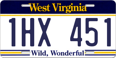WV license plate 1HX451