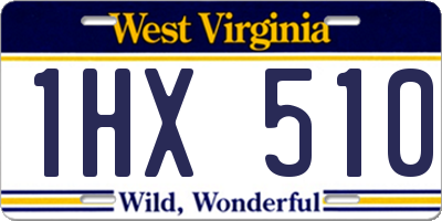 WV license plate 1HX510