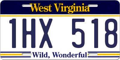 WV license plate 1HX518