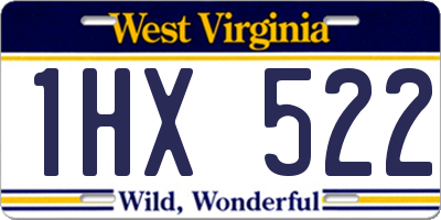 WV license plate 1HX522