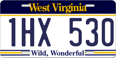 WV license plate 1HX530