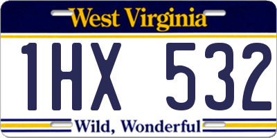 WV license plate 1HX532