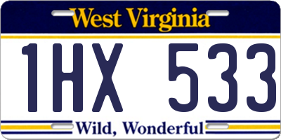 WV license plate 1HX533