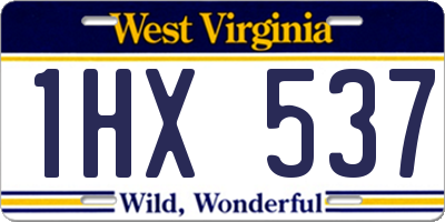 WV license plate 1HX537