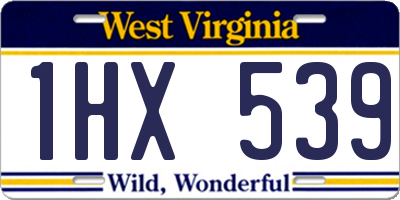 WV license plate 1HX539