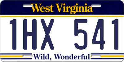 WV license plate 1HX541