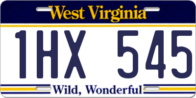WV license plate 1HX545