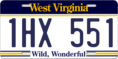 WV license plate 1HX551