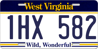 WV license plate 1HX582