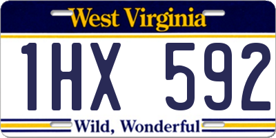 WV license plate 1HX592