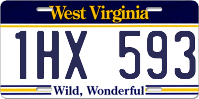 WV license plate 1HX593