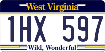 WV license plate 1HX597