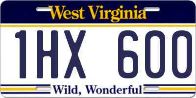 WV license plate 1HX600