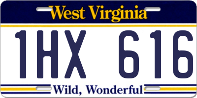 WV license plate 1HX616