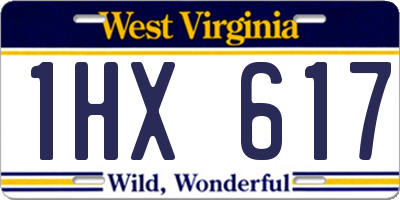 WV license plate 1HX617