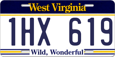 WV license plate 1HX619