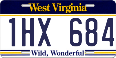 WV license plate 1HX684