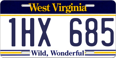 WV license plate 1HX685