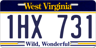 WV license plate 1HX731