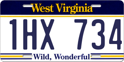 WV license plate 1HX734