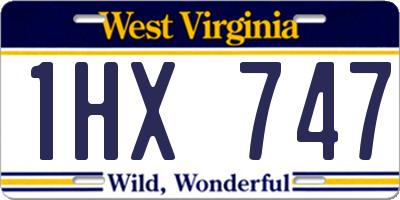 WV license plate 1HX747