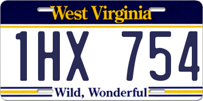WV license plate 1HX754