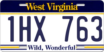WV license plate 1HX763
